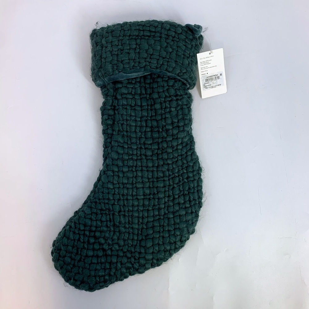 Nordstrom Green Gables Knit Christmas Stocking‎ Holiday Decor Chunky Acrylic